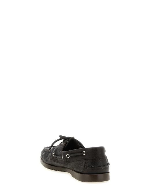 Paraboot Black Logo Patch Lace-Up Loafers for men