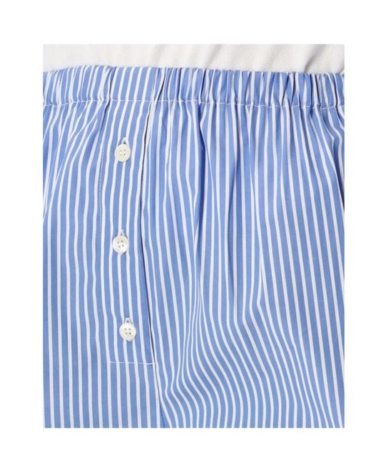 Sporty & Rich Blue Popeline Striped Shorts