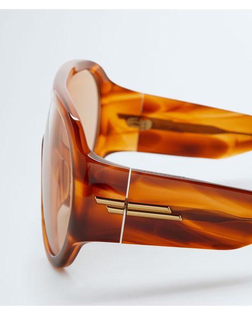 Bottega Veneta Orange Eyewear Shield Frame Sunglasses