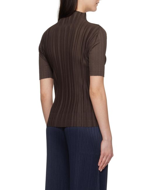Pleats Please Issey Miyake Brown Turtleneck Sweater