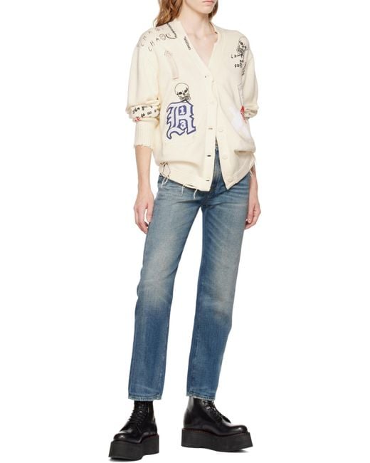 R13 Blue Washed Cropped Jeans