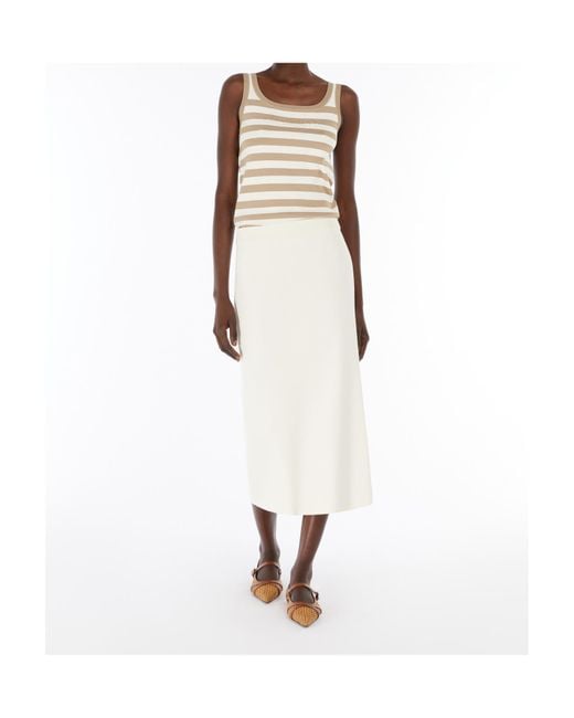 Max Mara Natural Pentola Striped Sleeveless Knitted Top