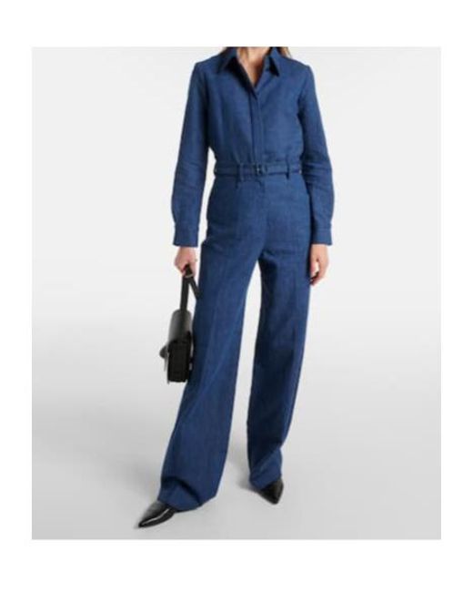 Gabriela Hearst Blue Norman Cotton And Linen Wide-Leg Pants