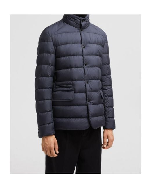 Moncler Blue Malinvern Button-Up Down Jacket for men