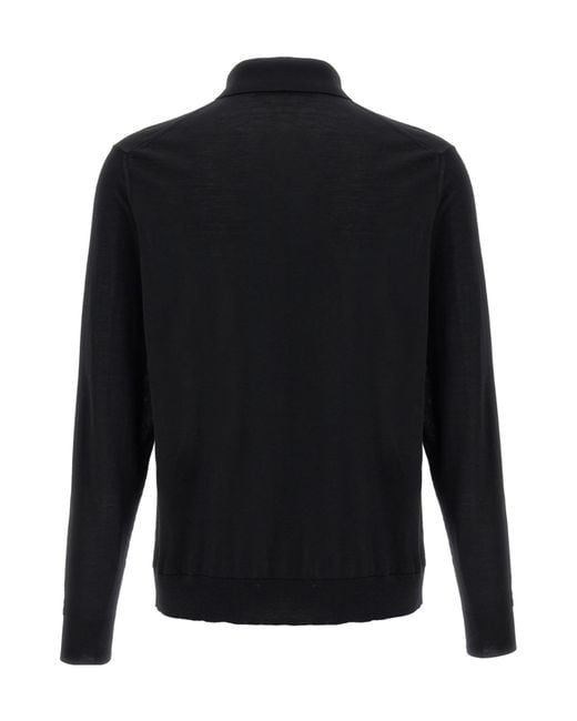 Kiton Black Ciro Buttoned Polo Shirt for men