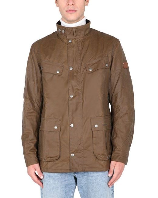 Barbour Brown Snap-Fastening Pocket Jacket for men