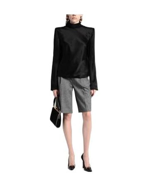 Saint Laurent Black Glossy Satin Top