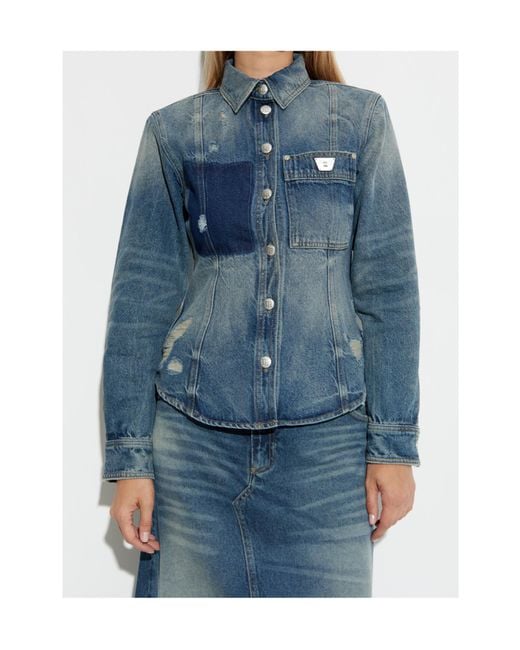 M I S B H V Blue Distressed Denim Shirt