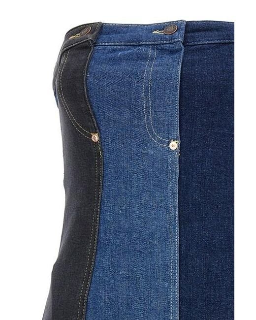 Moschino Blue Jeans Off-Shoulder Layered Denim Dress