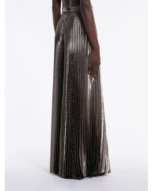 Max Mara Black Pleated Metallic Effect Trousers
