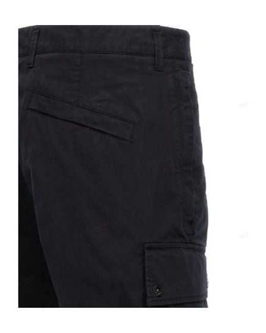 Stone Island Blue Compass-Patch Knee-Length Cargo Shorts for men