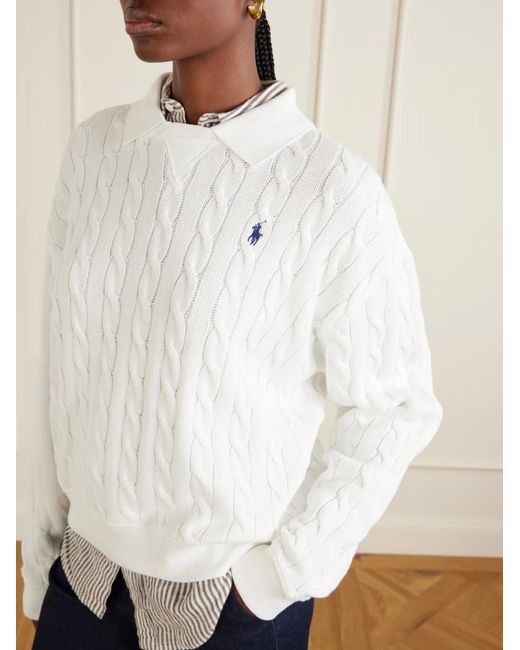 Polo Ralph Lauren White Cable Knit Sweater