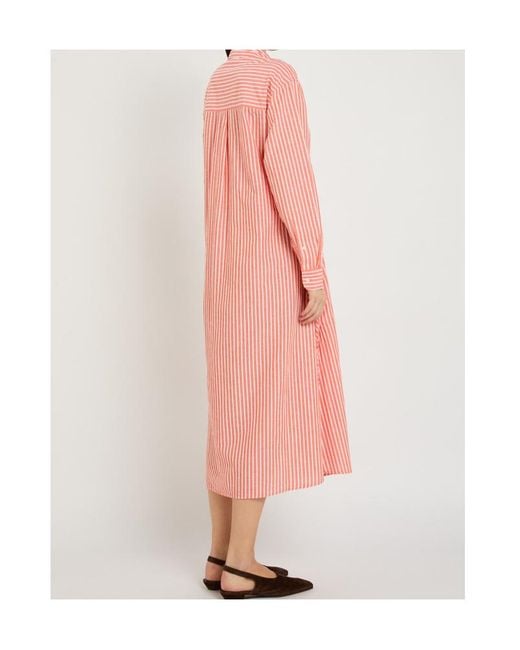 Polo Ralph Lauren Pink Striped Cotton-Blend Midi Shirt Dress