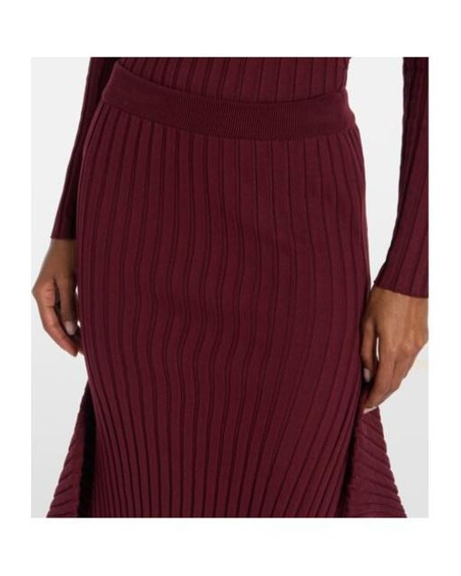 Stella McCartney Purple Asymmetric Ribbed-Knit Midi Skirt
