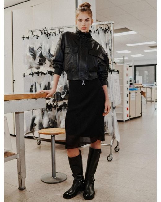 Marella Black Georgette Pencil Skirt