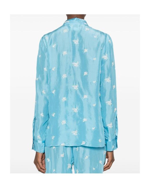Forte_forte Blue Floral Chest-Pocket Shirt