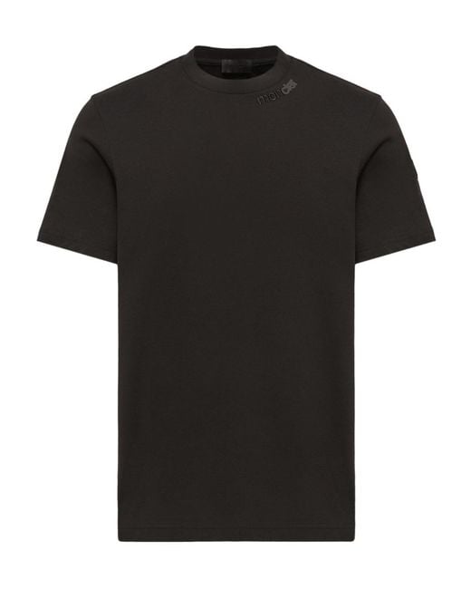 Moncler Black Logo-Embroidered T-Shirt for men