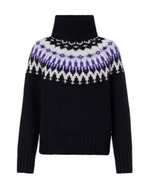 Bogner Blue Ingrid Jacquard Cashmere Turtleneck Sweater
