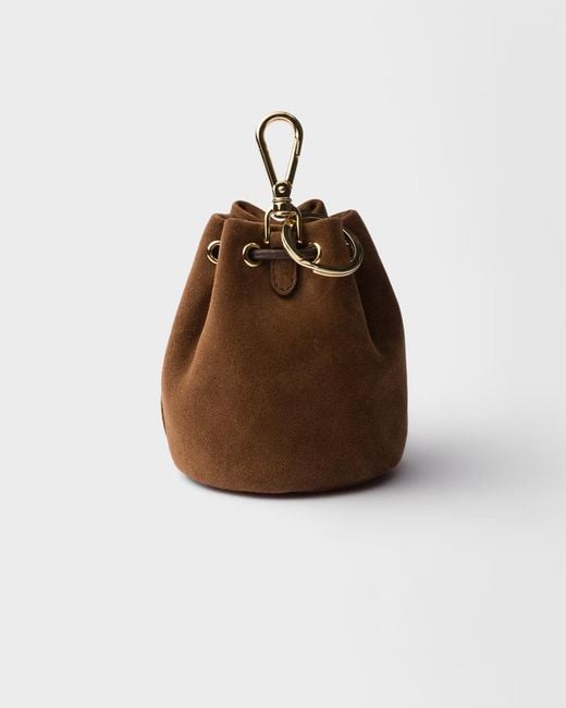 Prada Brown Triangle-Logo Keyring