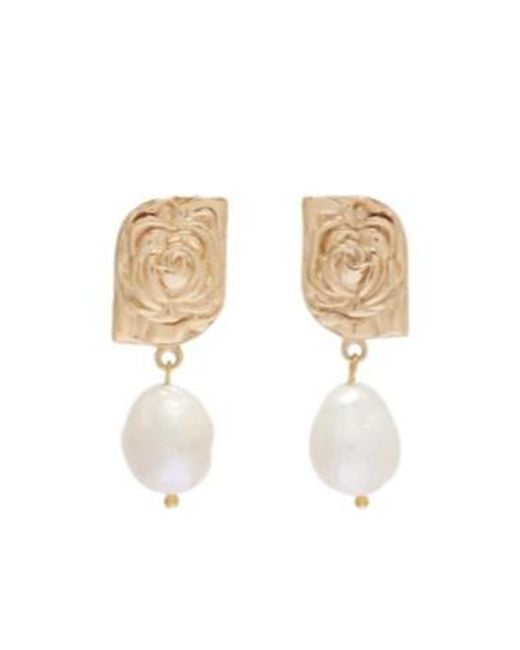 Magda Butrym White Floral Faux-Pearl Drop Earrings