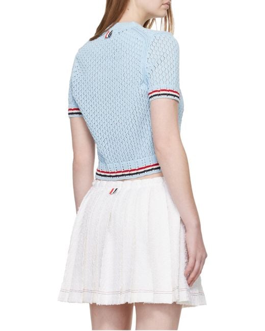 Thom Browne Blue Hector Pointelle Knitted T-Shirt