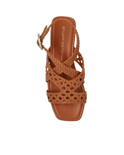 Stuart Weitzman Brown Knitted Flat Sandals