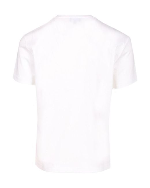 Giorgio Armani White Logo Embroidered Crewneck T-Shirt for men