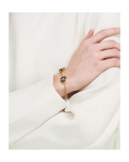 Ferragamo Metallic Ferragamo Crystal Flower Charm Bracelet