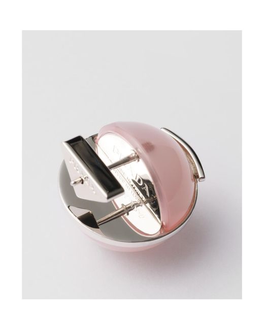 Prada Pink Metal And Plexiglas Earrings