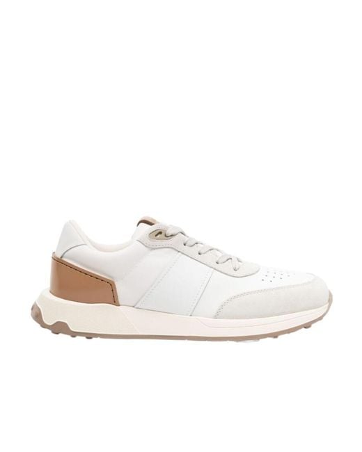 Tod's White Round Toe Lace-Up Sneakers for men