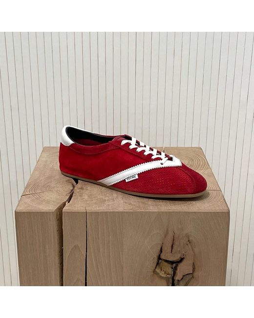 Céline Red Lace-Up Sneakers