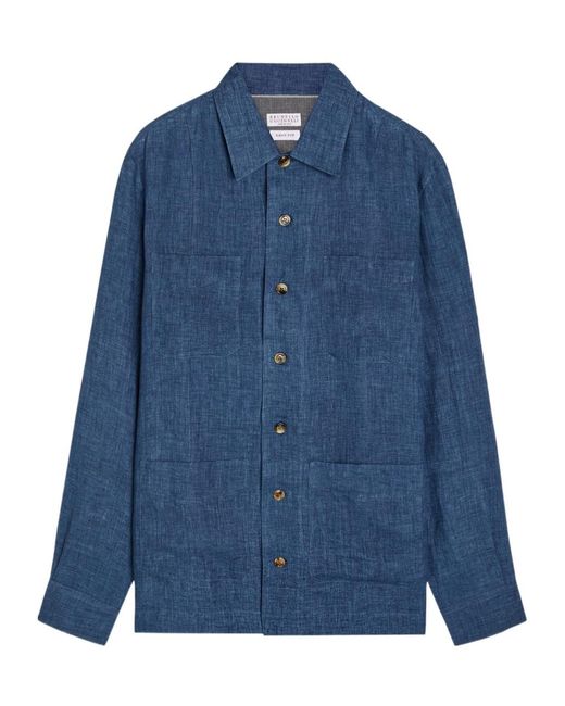 Brunello Cucinelli Blue Loose Shirt for men