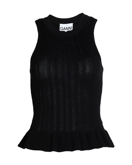 Ganni Black Knitted Crew Neck Vest