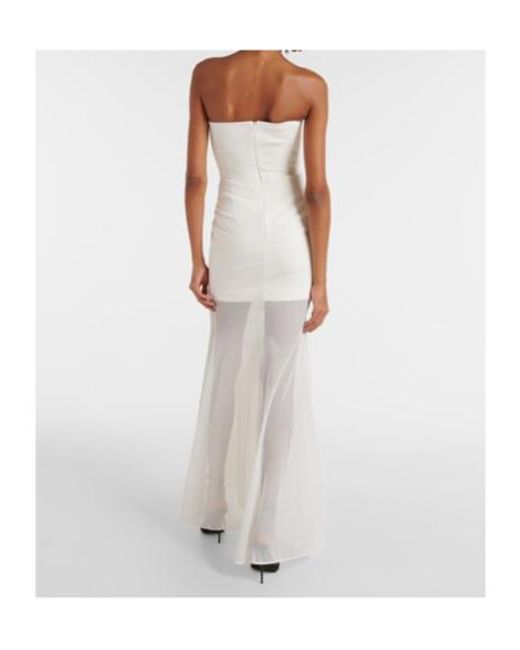 David Koma White Bridal Strapless Gathered Cady Gown