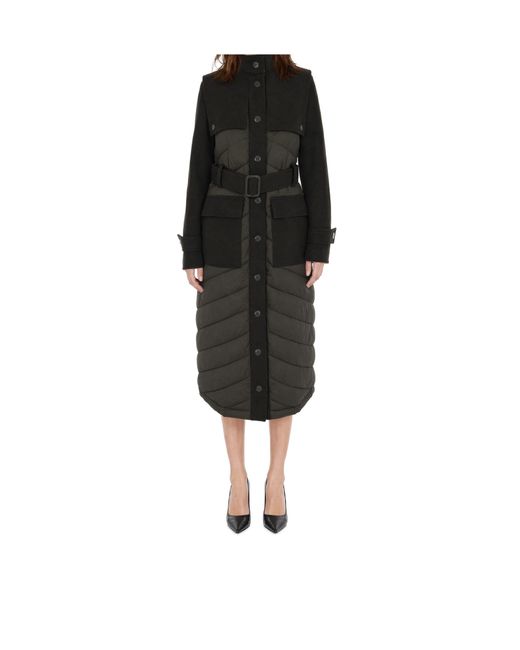 Patrizia Pepe Black Quilted Panelled Coat