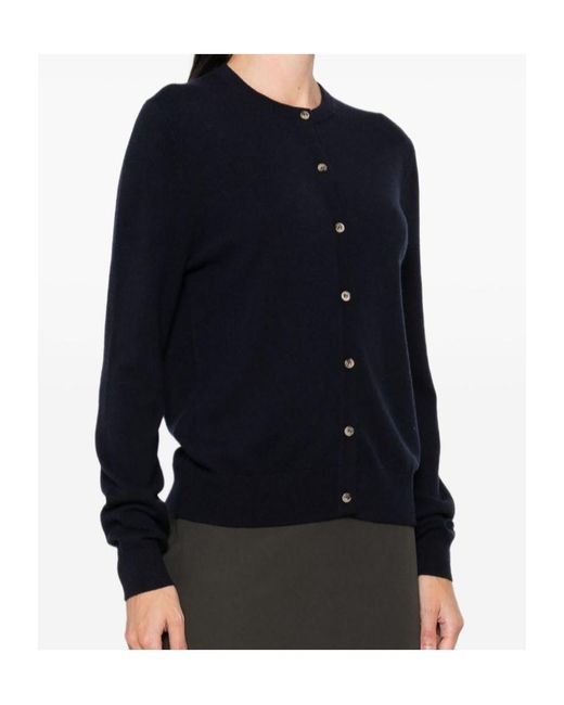 Soft Goat Blue Crew Neck Long-Sleeved Knitwear