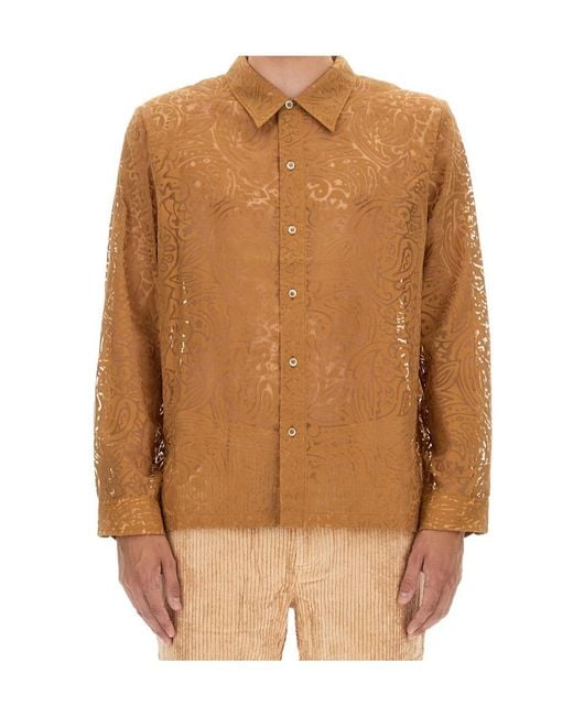 Séfr Brown Maui Lace-Detail Shirt for men