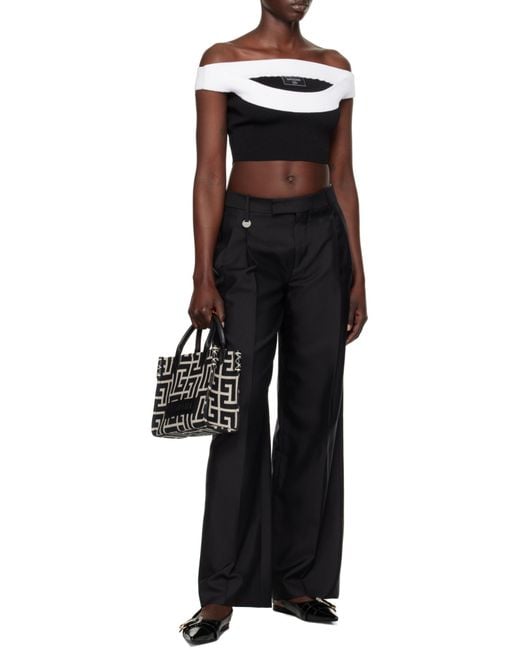 Balmain Black Small B-army Monogram Jacquard Shopper Tote Bag