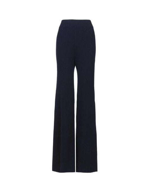 Chloé Blue Ribbed Knitted Flared Casual Pants