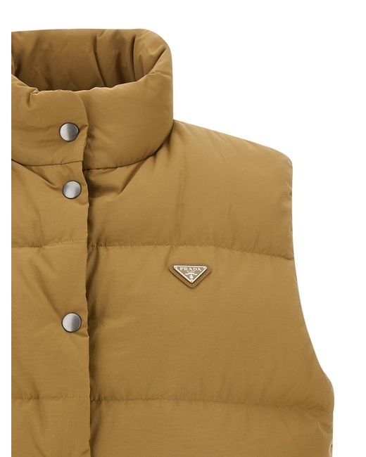 Prada Natural Button-Up Quilted Down Gilet