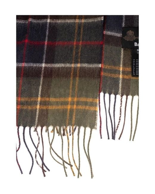 Barbour White Tartan Fringed Scarf for men