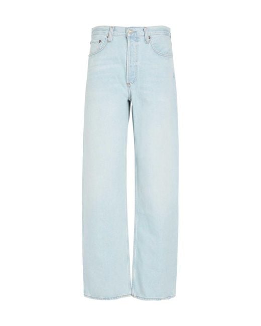Agolde Blue Solid Color Wide-Leg Jeans