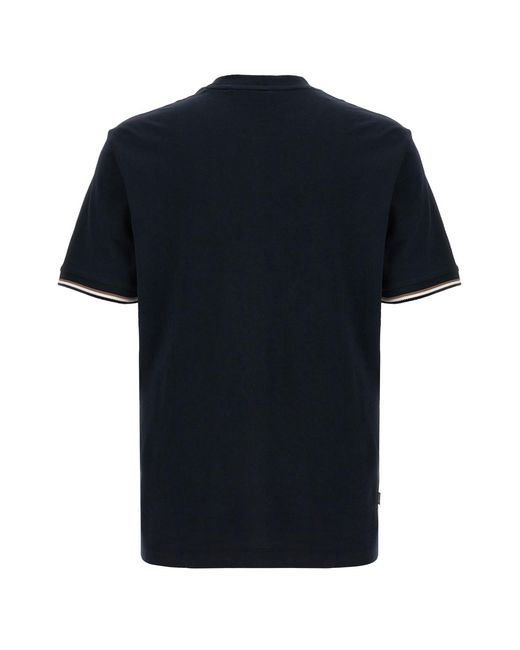 Boss Blue Boss Stripe-Trim Crewneck T-Shirt for men