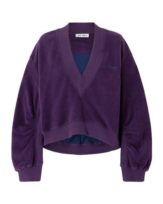 The Attico Purple Embroidered Cotton-Blend Velour Sweatshirt