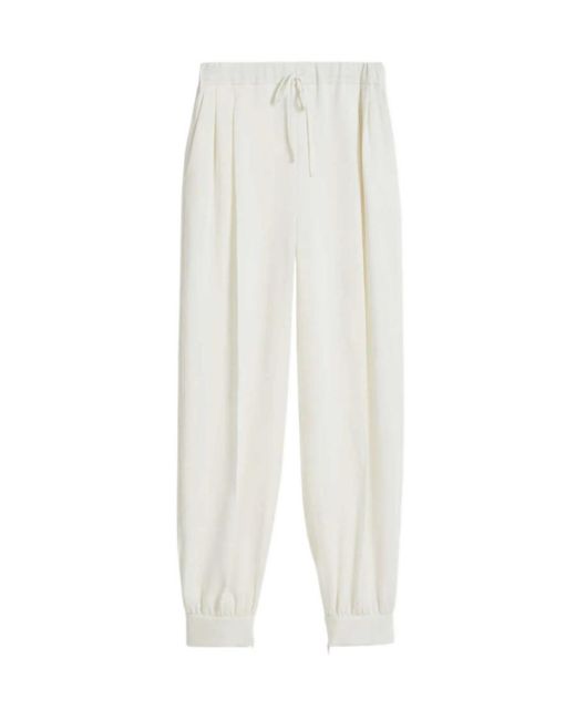 Max Mara White Elastic Band Design Casual Pants