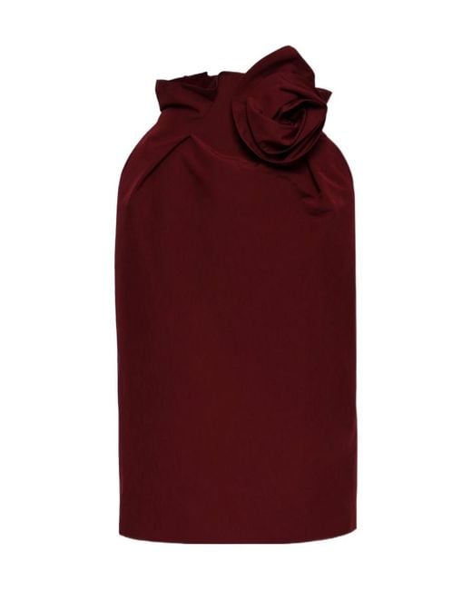 Magda Butrym Red Flower-Detail Midi Skirt