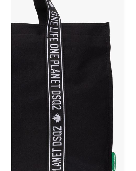 DSquared² Black Logo-Print Tote Bag for men