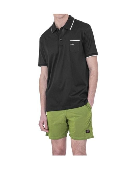 Paul & Shark Green Logo Short-Sleeved Polo Shirt for men