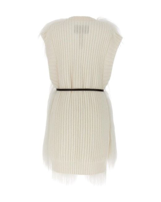 Fabiana Filippi White V-Neck Panelled Gilet