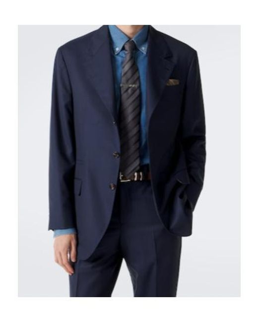 Brunello Cucinelli Blue Virgin Wool Suit for men